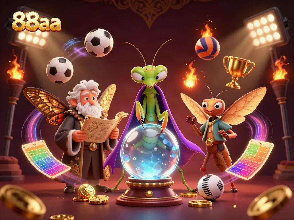Experience thrilling games at 88aa with a vibrant casino scene featuring mystical elements and dynamic sports elements.