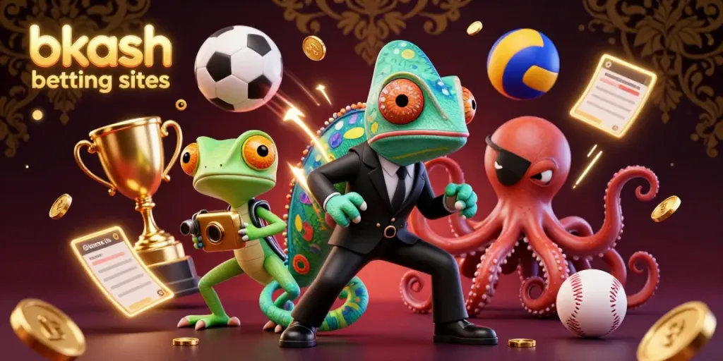 Experience excitement with bkash betting sites in this vibrant 3D illustration of betting fun.