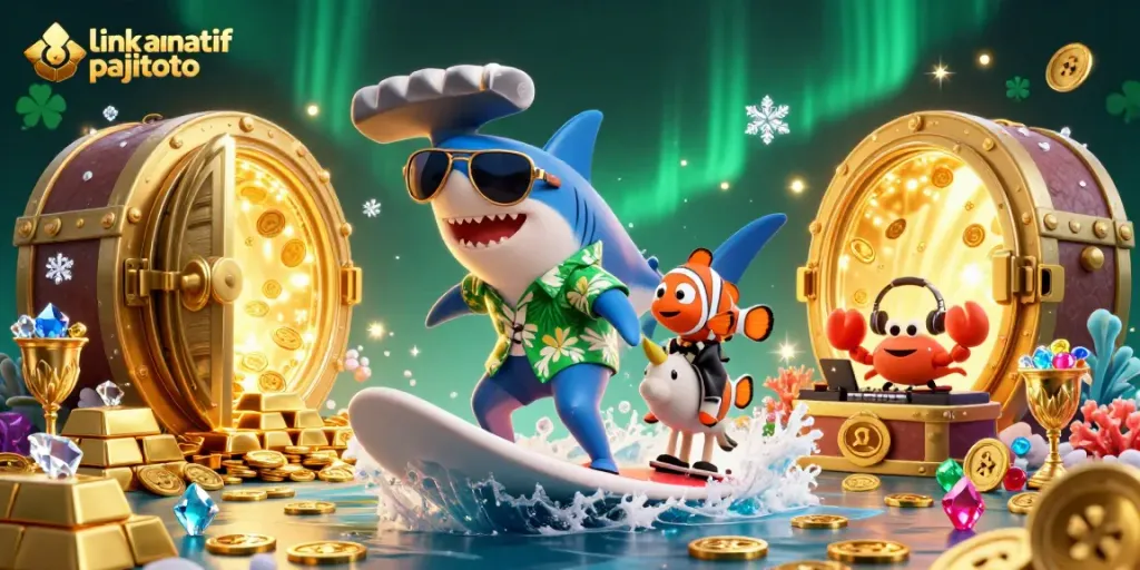 Experience excitement with link alrernatif pajitoto featuring vibrant casino characters and dazzling treasures.
