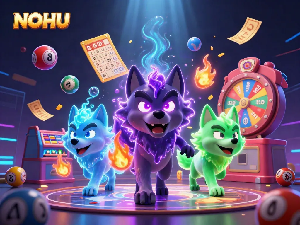 Experience thrilling play at NOHU with ghostly wolves and vibrant gaming elements in a stunning scene.