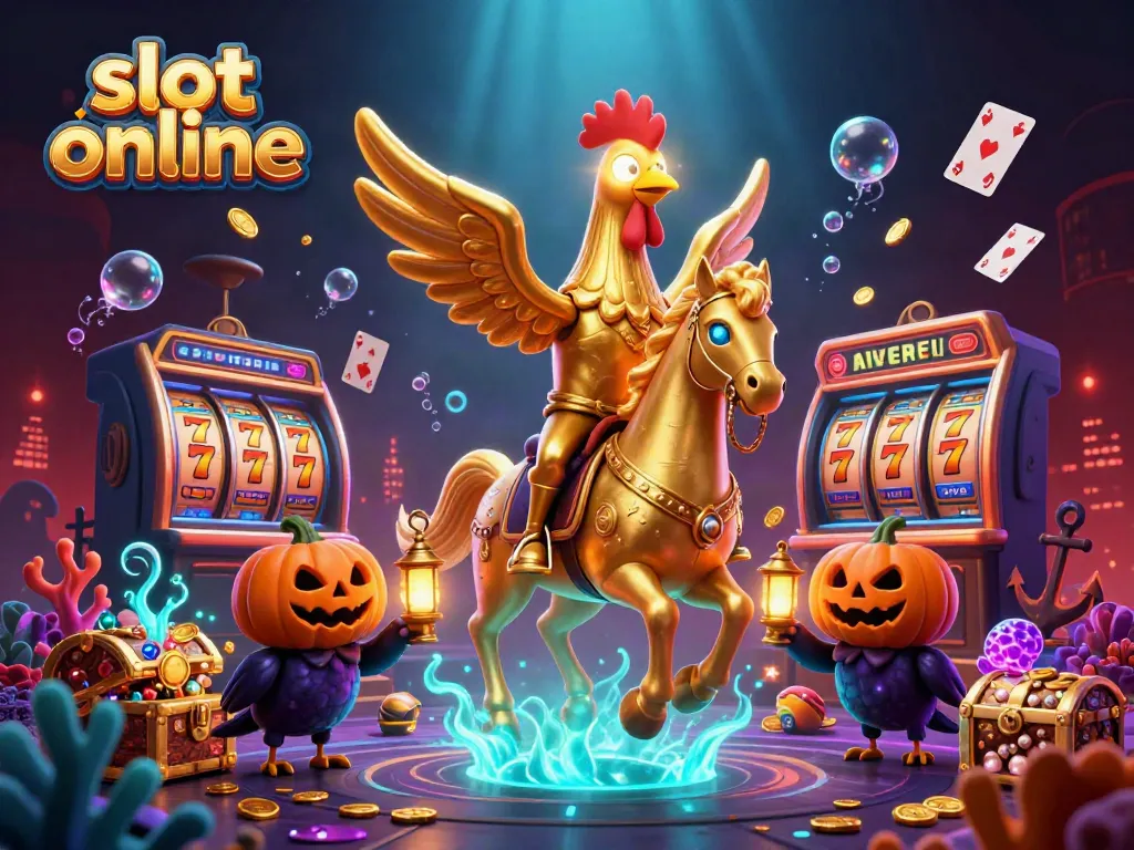 Engage in exciting slot online action with vibrant characters and casino elements in this dynamic illustration.