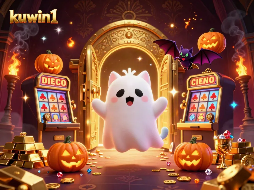 Experience kuwin1 as a whimsical ghost cat and its bat friend explore a haunted casino full of treasures.