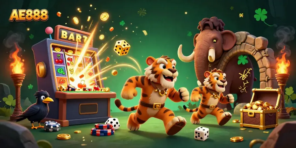 Engage with exciting AE888 casino action featuring dynamic gaming elements and characters.