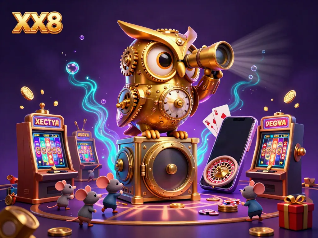 Experience the thrill of XX8 in an ultra-detailed 3D casino scene with animated characters and dynamic elements.