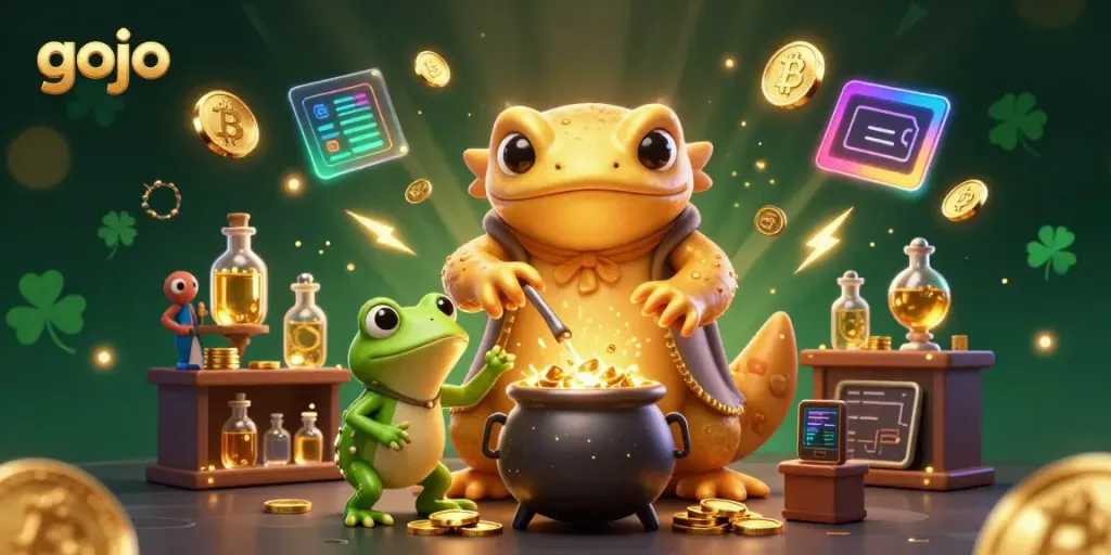 Engage with gojo's magical world in a casino-themed adventure full of golden rewards and crypto elements.