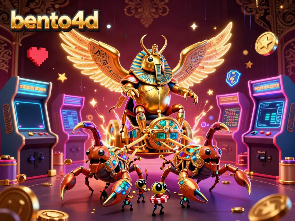Experience bento4d's gaming allure with a vibrant 3D casino illustration featuring engaging characters.