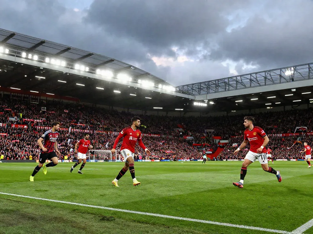 Manchester United vs. Liverpool match showcasing rivalry with fans and players in action.