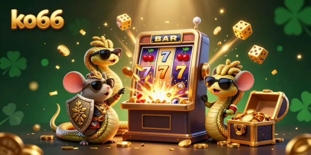 Engage in thrilling gameplay at ko66 with adorable characters and vibrant casino elements.