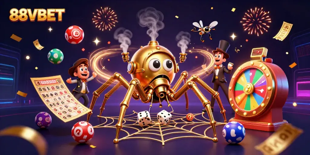 Experience exhilarating excitement with 88VBET in this dynamic casino illustration featuring steampunk characters.