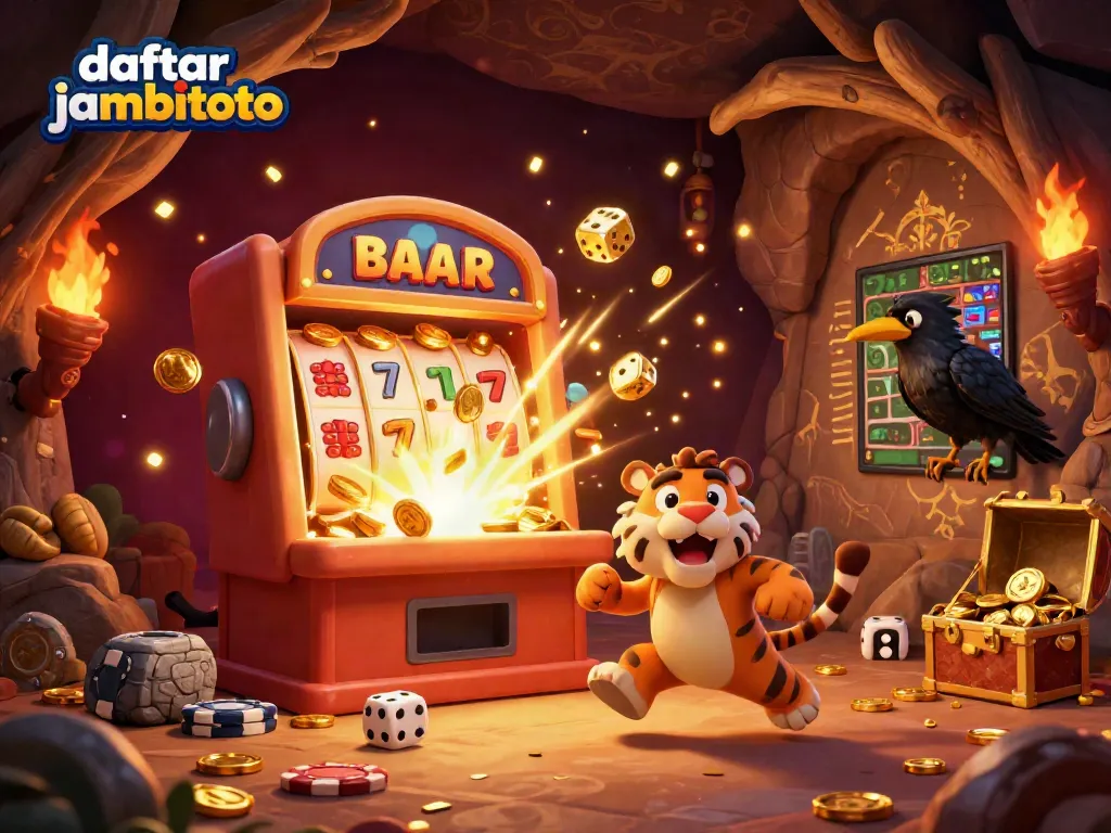 Experience winning thrills with daftar jambitoto in a vibrant casino scene featuring lively characters.